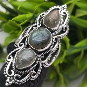Solid 925 Sterling Silver Women's Labradorite Gemstone